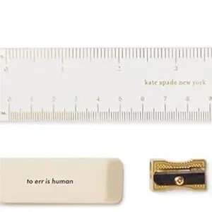 KATE SPADE Floral Pencil Case Set Ruler Sharpener Eraser Dorm School Office NWT