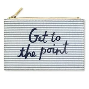 Kate Spade Seersucker Pencil Case Zip Pouch Navy Blue Office School Supplies NWT