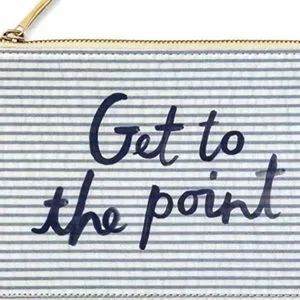 Kate Spade Seersucker Pencil Case Zip Pouch Navy Blue Office School Supplies NWT