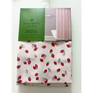 Kate Spade Strawberry Shower Curtain 72 x 72 Pink Wild Strawberries NWT