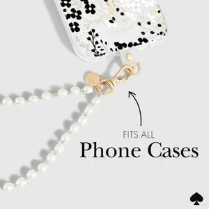 Kate Spade White And Gold Phone Case Strap In Sea Pearl