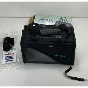 Katziela Safari Sleeper Pet Carrier w/ Pet Bed Small Pets Black Airline Approved