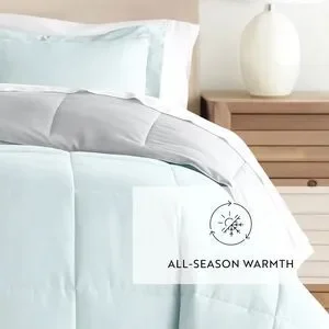 Kaycie Gray Fashion 3PC Reversible Comforter Set - All Season Down Queen Size
