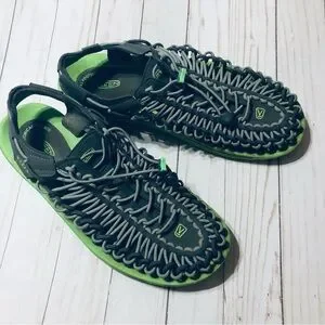 Keen Uneek Grey And Green Bungee Sport Sandals Water Shoes Sz 11.5 US 45 EU
