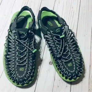 Keen Uneek Grey And Green Bungee Sport Sandals Water Shoes Sz 11.5 US 45 EU