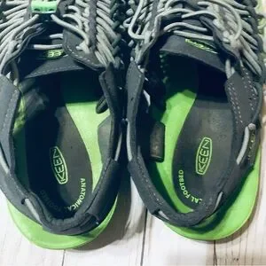 Keen Uneek Grey And Green Bungee Sport Sandals Water Shoes Sz 11.5 US 45 EU