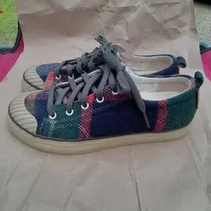 Keen Womens Green Blue Wool Flannel Plaid Lace Up Womens Sneakers Size 7.5