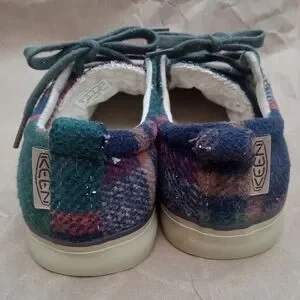 Keen Womens Green Blue Wool Flannel Plaid Lace Up Womens Sneakers Size 7.5