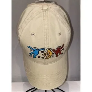 Keith Haring Dancing Figures Art Adjustable Khaki Strap Back Cap Hat