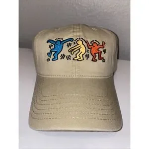 Keith Haring Dancing Figures Art Adjustable Khaki Strap Back Cap Hat