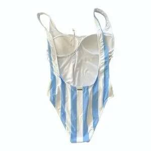 Kenny Flowers Blue Striped One Piece Swimsuit XS