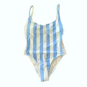 Kenny Flowers Blue Striped One Piece Swimsuit XS