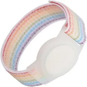 Kids AirTag Bracelet Adjustable Nylon Wristband Rainbow Design