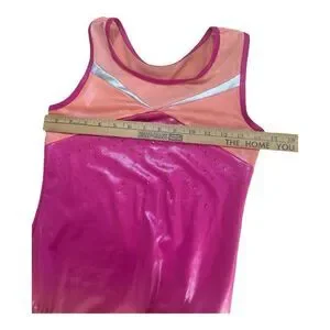Kids Girls Gymnastics Pink Studded Leotard Size XL14/16) Sports Training Dance
