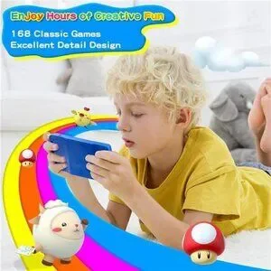Kids Handheld 168 Built In Games Console Children Ages 4-12 Retro Classic BLUE