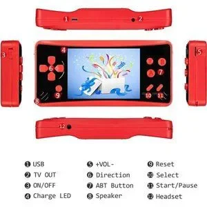 Kids Handheld 218 Built In Games Console Children Ages 4-12 Retro Classic RED