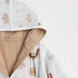 KIDS Organic Muslin Cotton Bathrobe - Reversible Rainbow