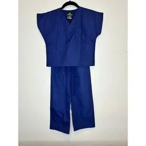 Kids Scrubs Set Size 5/6 Navy Blue Natural Uniforms Unisex Doctor Nurse Medical