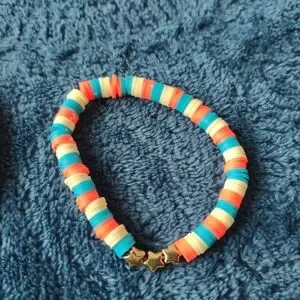 Kids Smiley Bead Bracelet - Yellow And Orange