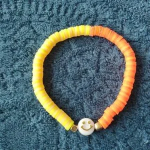 Kids Smiley Bead Bracelet - Yellow and Orange