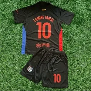 Kids Soccer jersey Lamine Yamal Barcelona away kids with shorts football