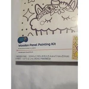Kids Wooden Panel Painting Kit Unicorn Cupcake 8 Pcs Ages 6+ 10"x.7"x10"