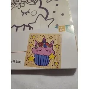 Kids Wooden Panel Painting Kit Unicorn Cupcake 8 Pcs Ages 6+ 10"x.7"x10"