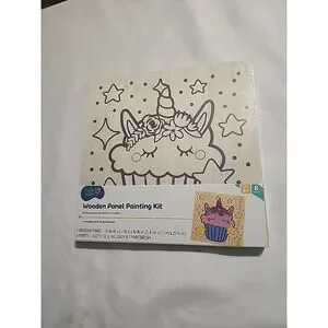 Kids Wooden Panel Painting Kit Unicorn Cupcake 8 pcs Ages 6+ 10"x.7"x10"