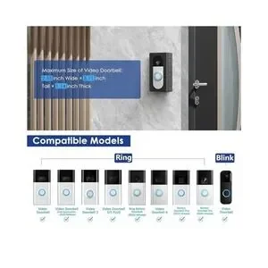 Kilmilar Upgrade No Drill Adhesive Video Wireless Doorbell Mount Compatible NEW