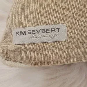 Kim Seybert Sequin Embellished Decorative Cotton Pillow White And Linen 13 X 15