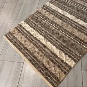 Knubby Textured Color-block Striped 3’x5’ Area Rug-wool?
