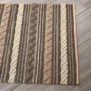 Knubby Textured Color-block Striped 3’x5’ Area Rug-wool?