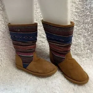 KOOLABURRA MYKA CHESTNUT SUEDE TRIBAL KILIM BOHO BOOTS SZ 5