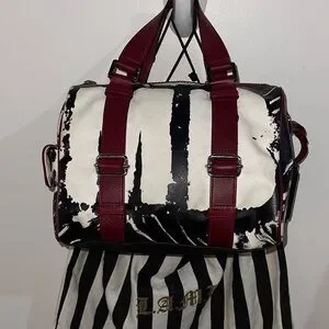 L.A.M.B. Stylish Red and Black Leather Handbag