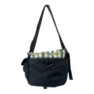 L.L. Bean Laptop Messenger Crossbody Shoulder Flap Black Turquoise Weekender Bag