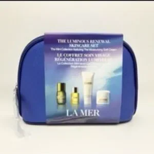La Mer Skincare Travel Size Collection With Blue Cosmetics Pouch
