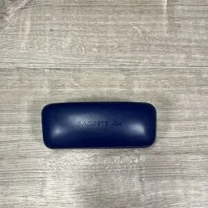 Lacoste Eyeglass Case Hard Shell Blue Protective Holder Accessory Embossed Logo