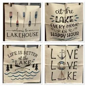 Lakehouse Themed Pillow Covers 19.25 x 19.25 inches Set of 4. NIP