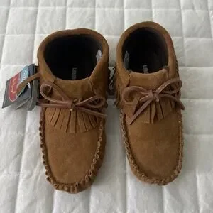 LAMO Youth 1Y Moccasin Ankle Boots Brown Suede Fringe Comfort Bohemian