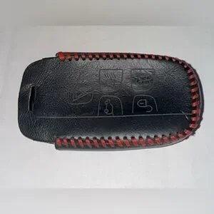 LAND-ROVER BLACK LEATHER KEY FOB COVER FOR 5 BUTTON REMOTE SMART KEY