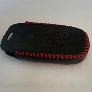 LAND-ROVER BLACK LEATHER KEY FOB COVER FOR 5 BUTTON REMOTE SMART KEY