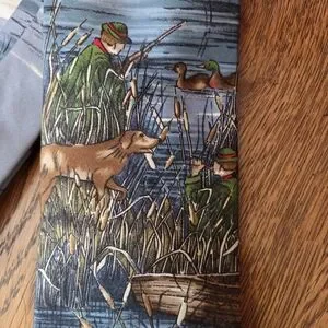 LANDS END Silk Tie Duck Hunting Scene Made In USA