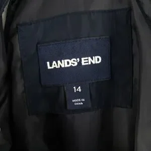 Lands End Snow Pants Kids 14 Navy Blue Bib Style Overall Ski Pants *FLAW