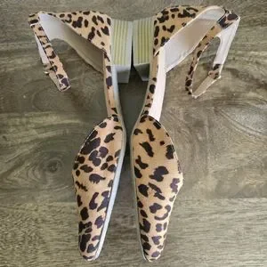 Lane Bryant Leopard Print Faux Suede Super Chic Flat Ankle Strap Shoes 11W