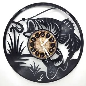 LARGE MOUTH BASS vinyl record clock