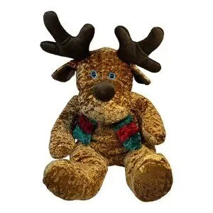 Large Plush Christmas Moose With Scarf & Antlers EUC Cuddly Buddy