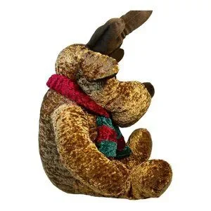 Large Plush Christmas Moose With Scarf & Antlers EUC Cuddly Buddy