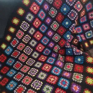 Large Vintage Granny Square Afghan Throw Blanket Colorful Crochet Roseanne 43x58