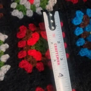 Large Vintage Granny Square Afghan Throw Blanket Colorful Crochet Roseanne 43x58