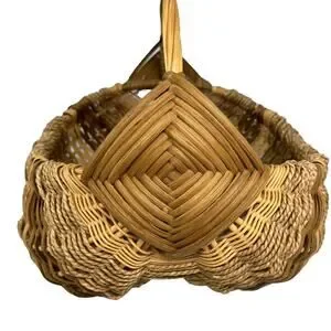 Large Wicker Buttocks Gods Eye Hand Woven Basket Egg Gathering Twisted Handle